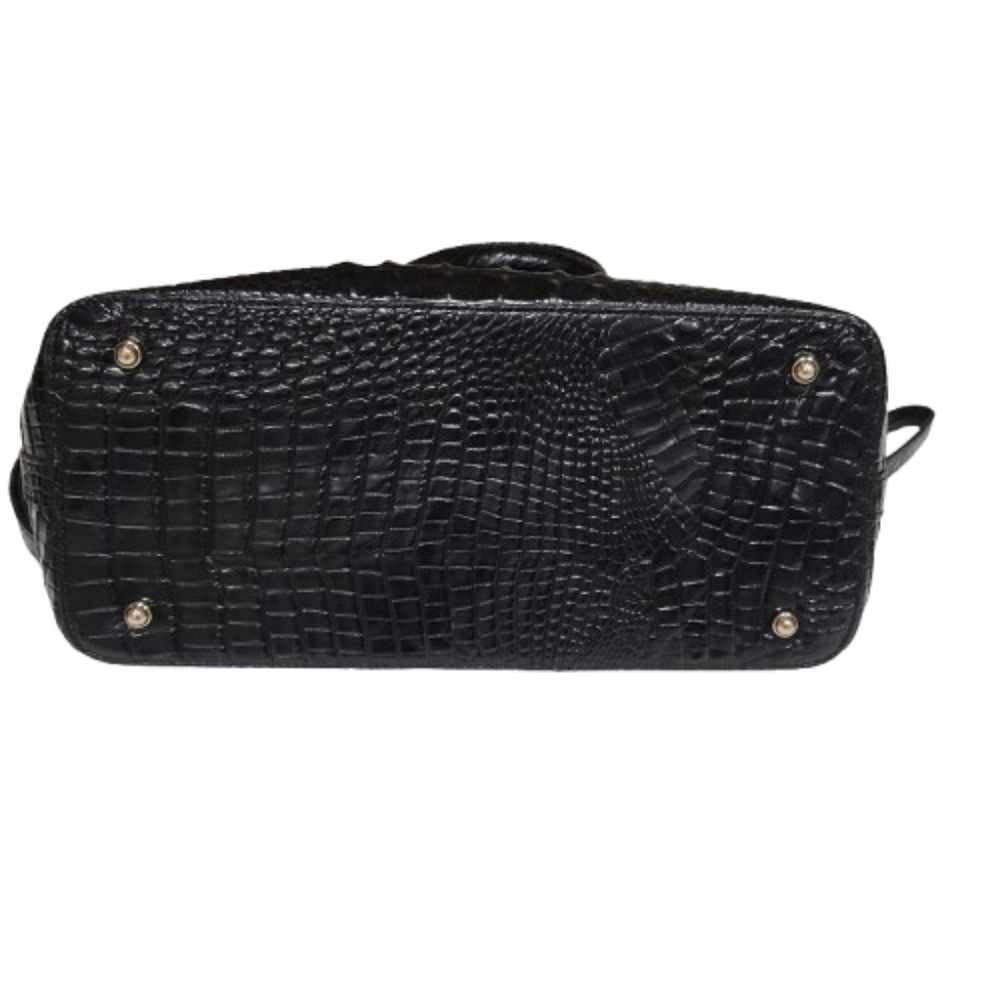 Brahmin Melbourne Duxbury Collection Satchel Bag Medium Black Croc-Embossed - Picture 4 of 16